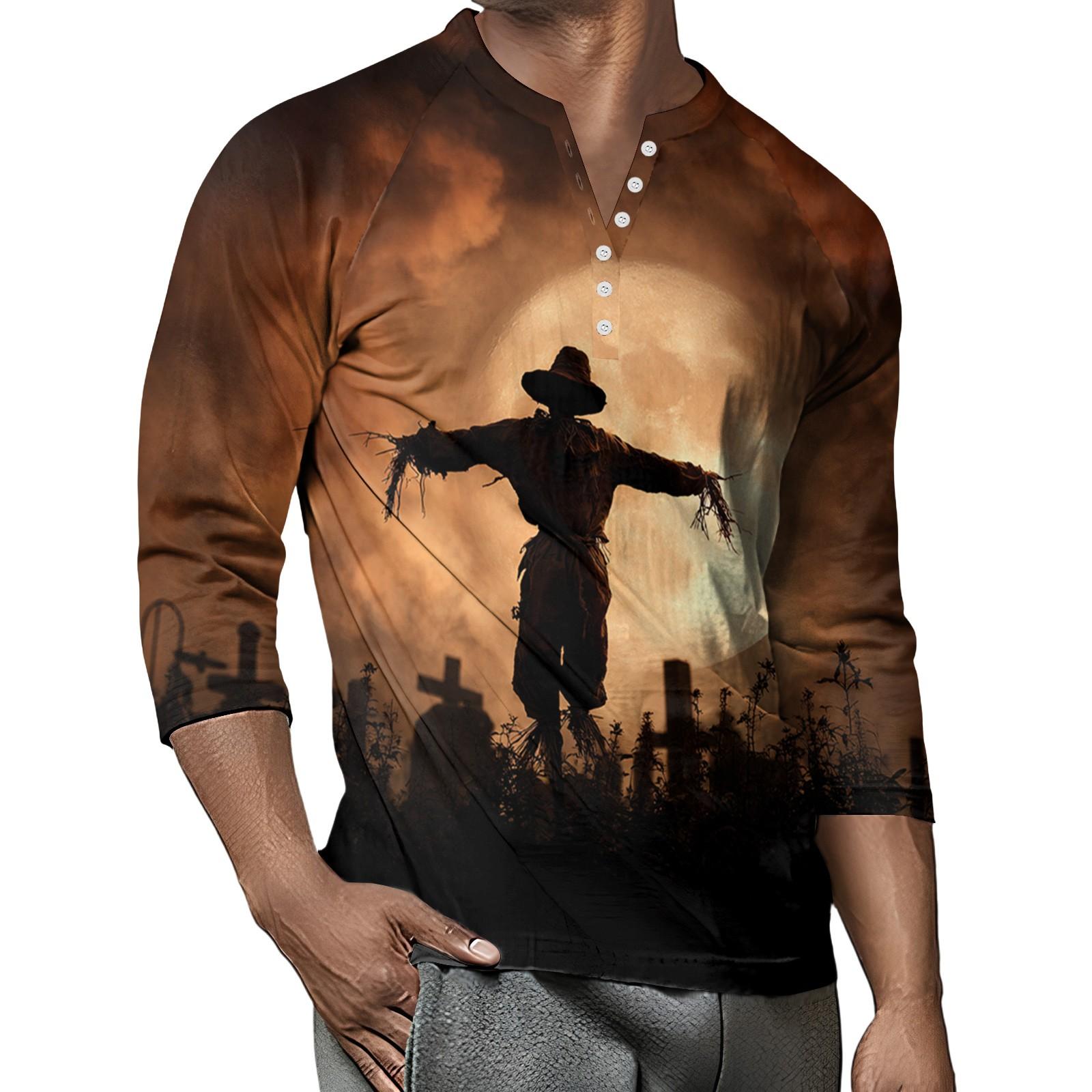 

Мужской контрастный топ реглан на пуговицах с рукавом 3/4 XXL