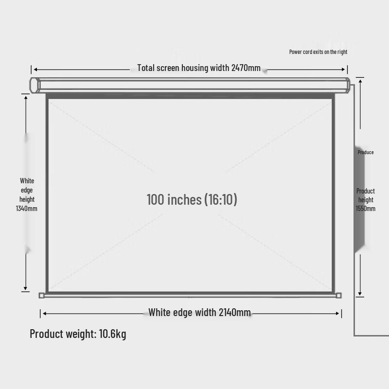 Deli 50442 100-inch Electric Projector Screen