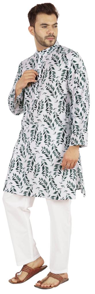 Atasi Designer indian Kurta pentru bărbați cu mâneci lungi imprimate de vară etnic lung