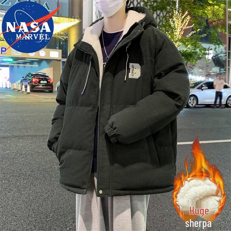 NASA MARVEL Men's Corduroy Sherpa-Lined Hooded Jacket