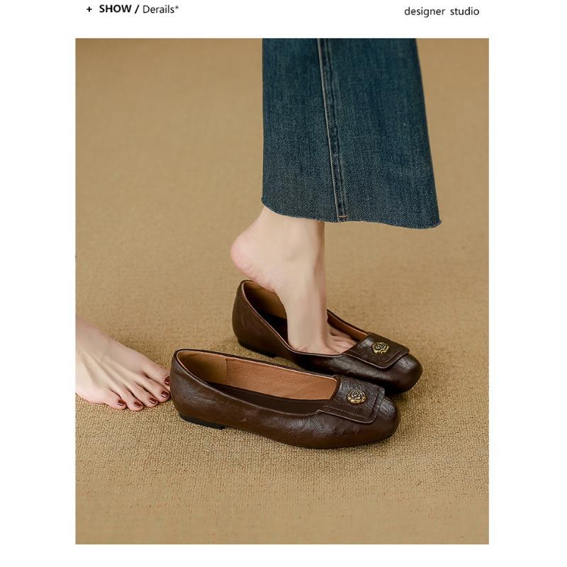 

Версия с рисунком овечки~ Ретро камелия простые туфли Мэри Джейн на одном ремешке женские кожаные туфли на плоской подошве с неглубоким вырезом 40 коричневый