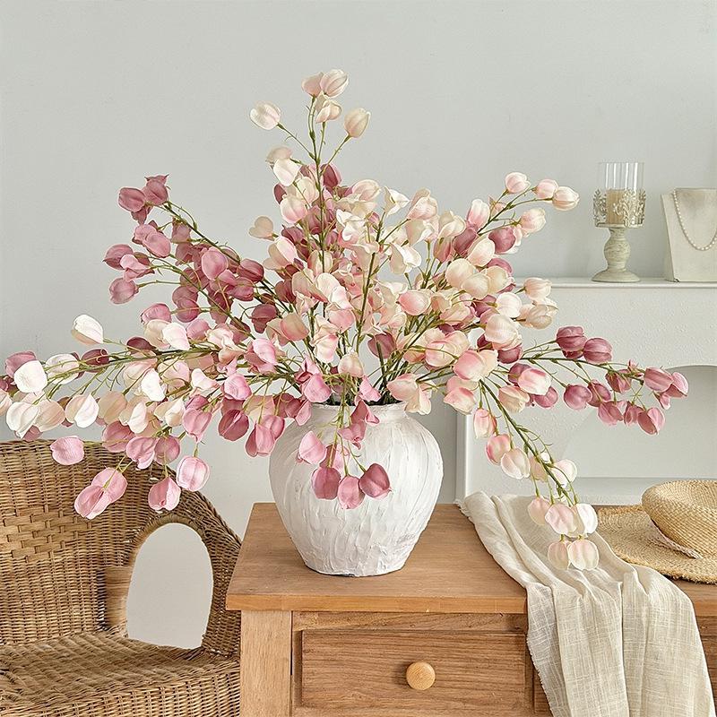 Physalis Flower Bouquet Pink Artificial Flower Leaves Green Plants Simulated Flower Wedding Party Decoration Props