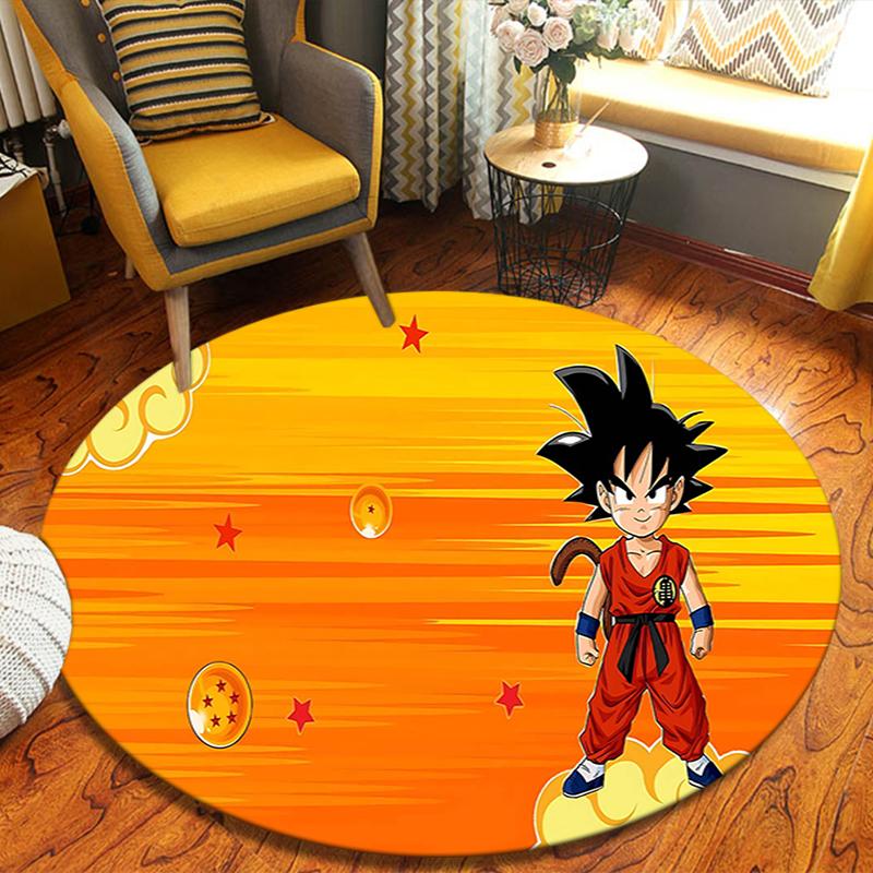 1Pc Dragon Ball Z Adventure Flannel Round Rug Soft Non Slip Circular Office Carpet Floor Mat Bedroom Living Room Xmas Gift S1965