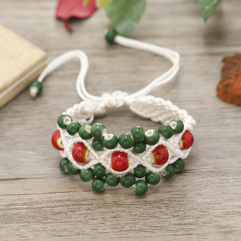Hand-woven retro ceramic bracelet women's versatile simple temperament literary hand rope with jewelry