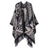 Womens Oversized Knit Shawl Wrap Scarf Ethnic Warm Fleece-Like Cape Travel Winter