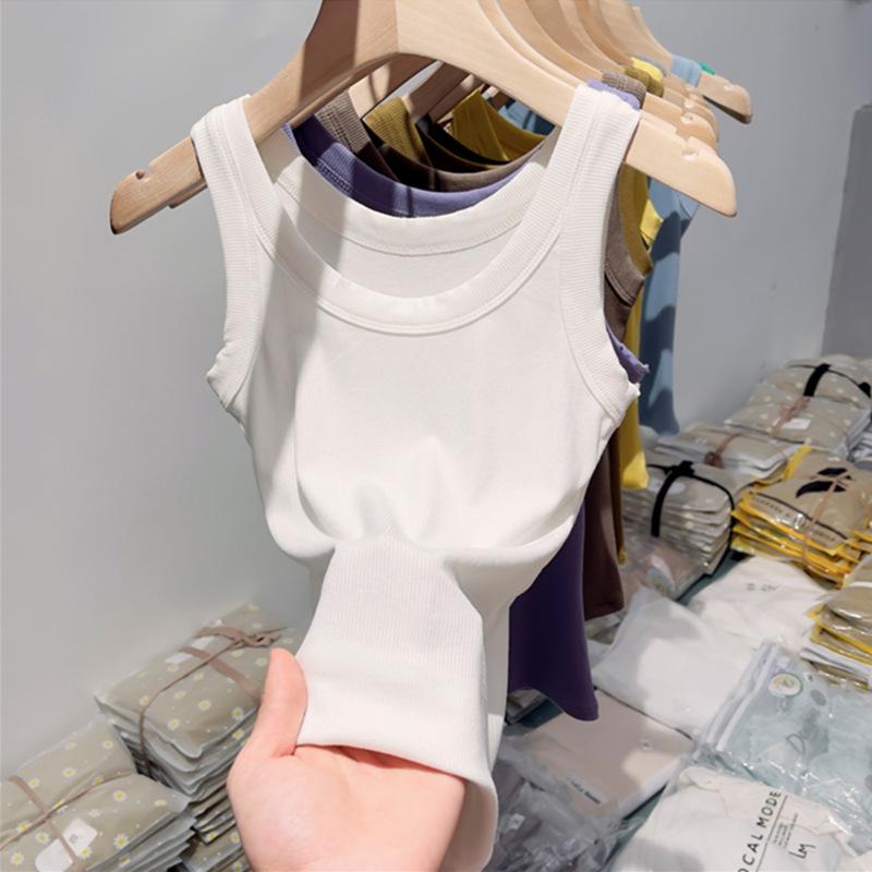 Damen Sommer Modal Geripptes Trägertop mit integriertem BH