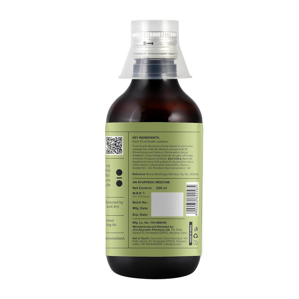 Jiva Punarnavadi Kwath Ayurvedic Herbal Liquid For Daily Detox Support And Digestive Balance Natural 200 Ml X Pack Of 2