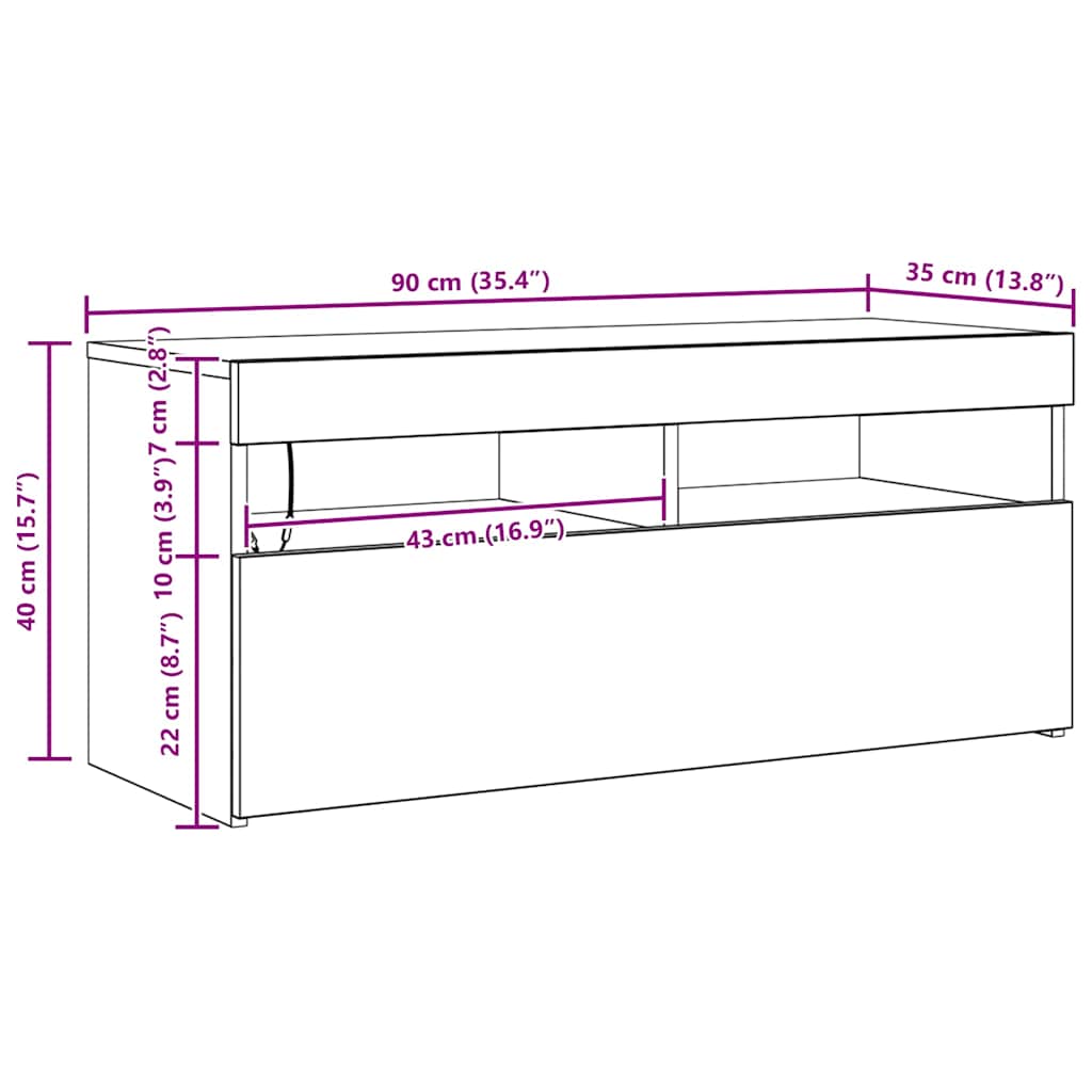 Moderne, Minimalistische TV-Schränke Mit LED-Lichtern, Wohnzimmer- Und Schlafzimmer-TV-Schränke, Stauraum-Sideboards, 90x35x40 Cm