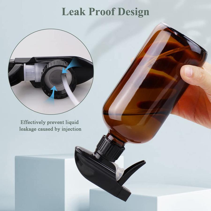 Bernsteinfarbene Plastik-Sprühflaschen, 16 oz Sprühflaschen Wiederbefüllbare Leere Sprühflasche mit Verstellbaren Düsen für Reinigungslösungen