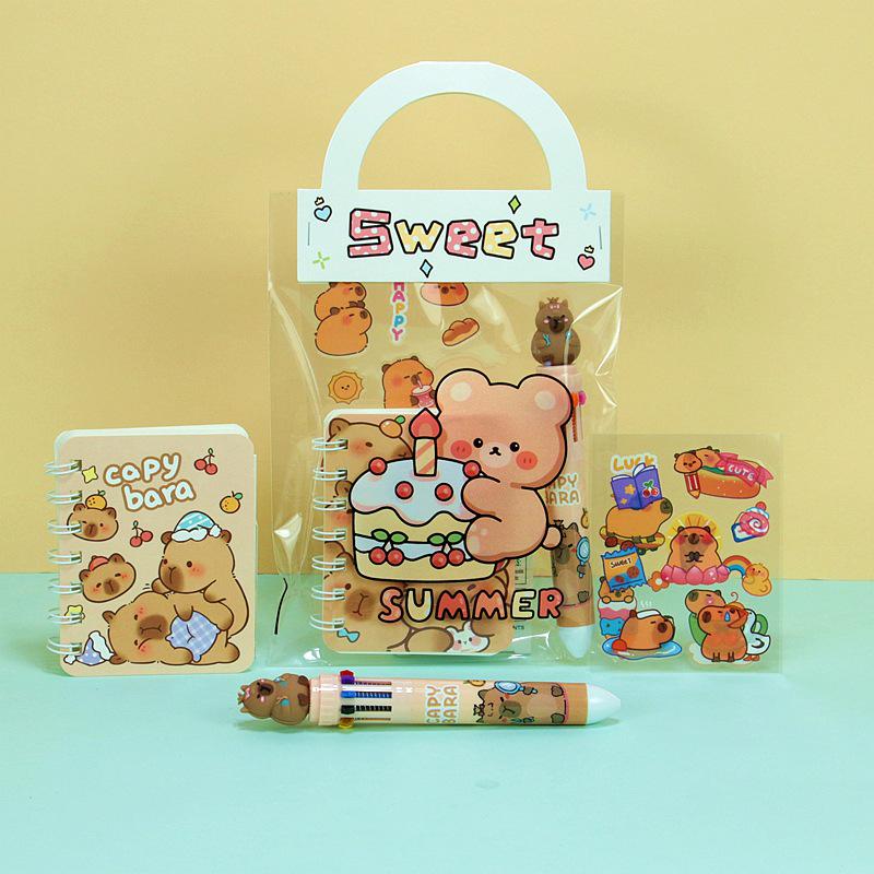 Capybara Schreibwaren Geschenkset: Überraschungsbox für Kinder - Schulbedarf-Packung