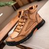 Men's Shoes New Fashion Casual Shoes Trendy Lace-Up Lightweight Mid-Top Boots Soft Sole Soft Surface Business Shoes For Men