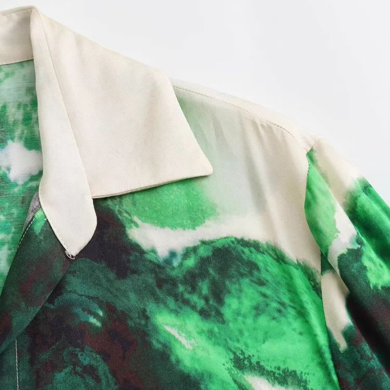 Kaslead New Women Clothes Western Style Fashion Simple Drape Print Top Casual Pants Set