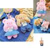 Cute Jinnew Cream Bear Plush Keychain With Denim Overalls For Stylish Keyring