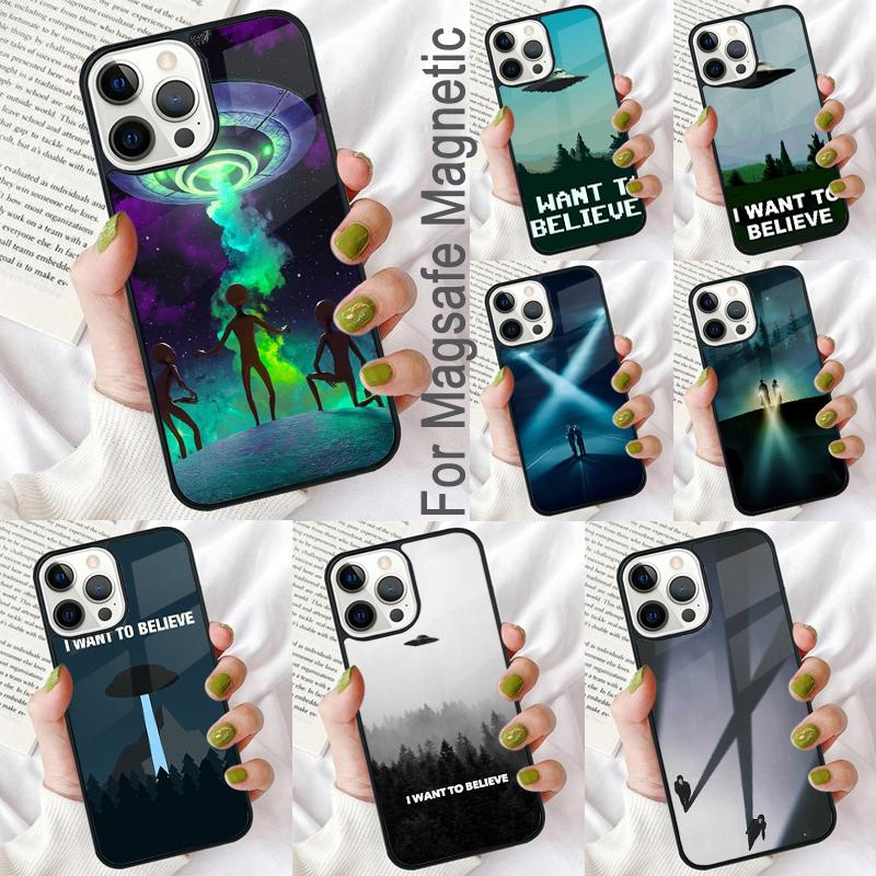The X Files I want to Believe Soft Phone Case for iPhone 17 Air 16e Pro max 15 Pro 13 14 Plus 11 12 MagSafe Magnetic Coque