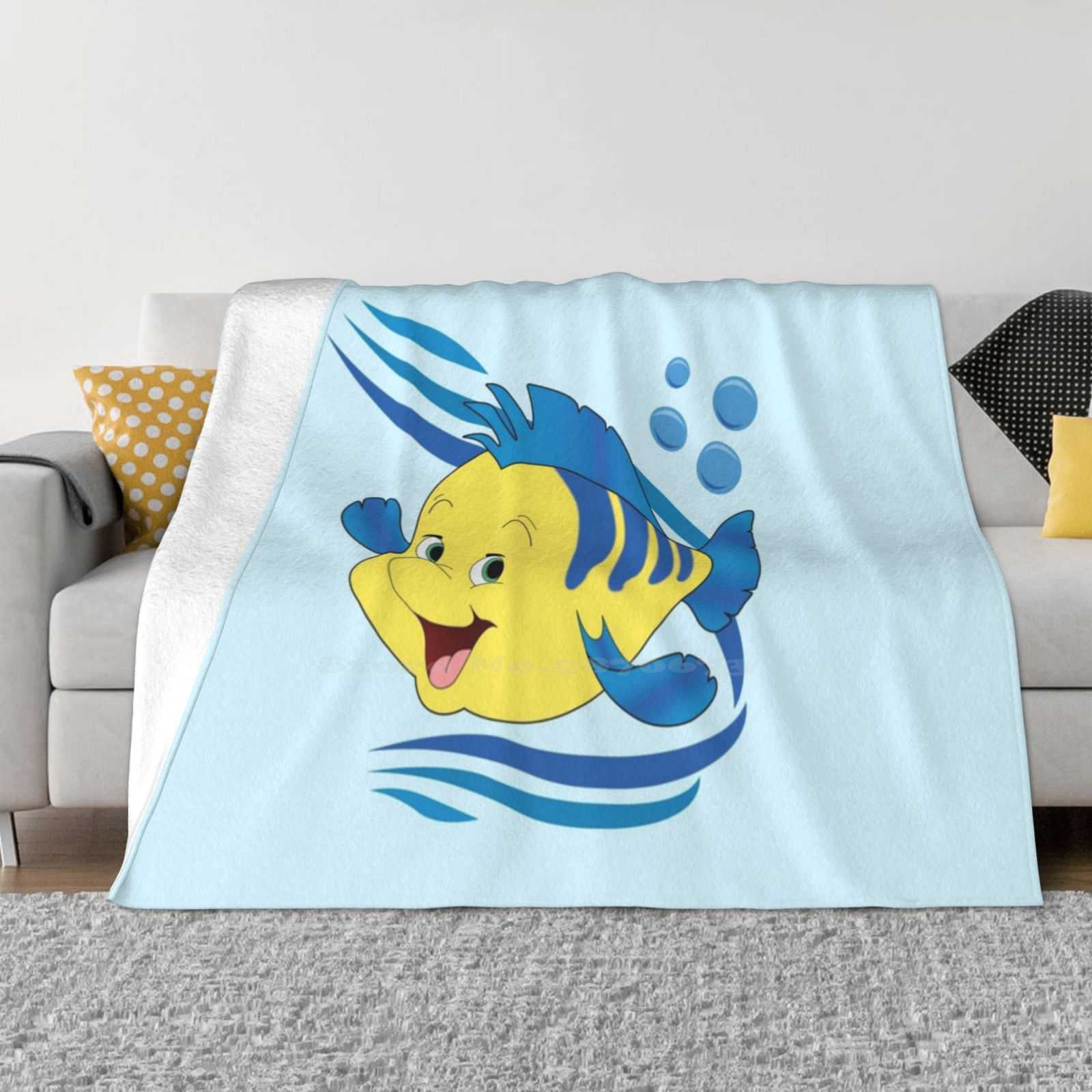 Flounder Fashion Soft Warm Flannel Blanket Flounder From The Little Mermaid Ariel 30x40in