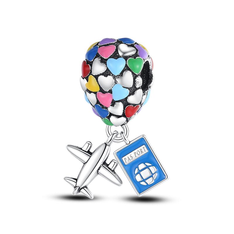 Romanticcopper Couple Colourful Heart Shapedballoon Charms Beads Fit 3Mmoriginal Bracelets Diy Jewelry Gifts