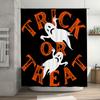 Spooky Halloween Ghosts Trick or Treat Shower Curtain Black Orange Decorative Waterproof Bath Rug Set for Kids Home Decoration