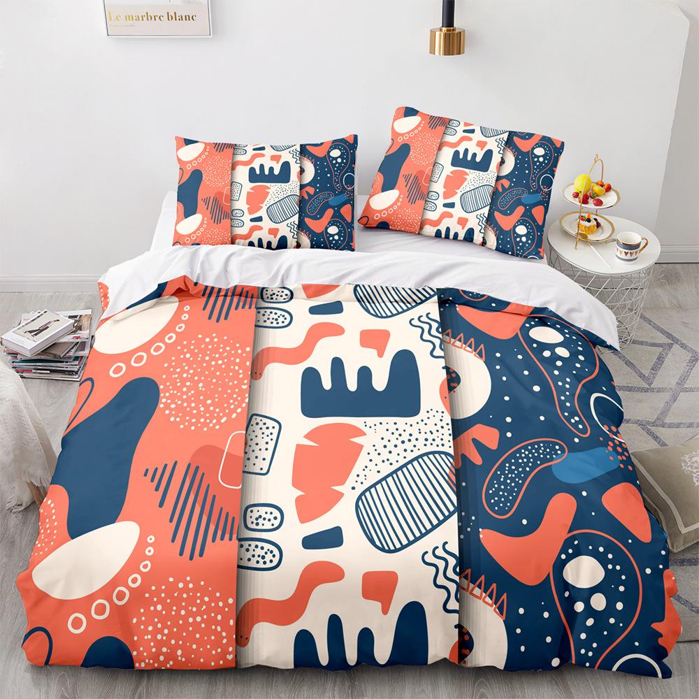 Sports Graffiti King Queen Duvet Cover Cartoon Bicycle Badminton Racket Bedding Set for Kids Black 2/3pcs Polyester Quilt Cover