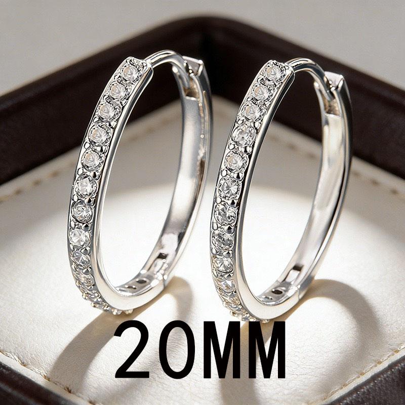 

925 Sterling Silver Earrings For Women Trendy Geometric Round Zircon Earring Jewelry Prevent Allergy Party Gift Accessories
