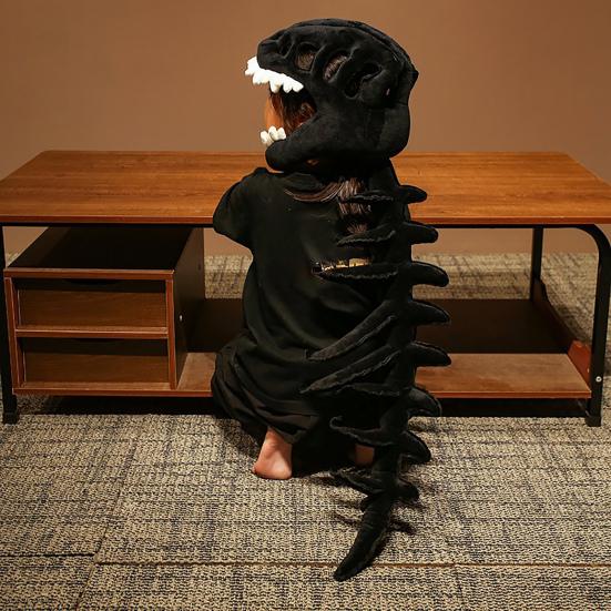 Dinosaur Skeleton Costume Set Realistic Plush Dino Outfit with Spine Detail Headband