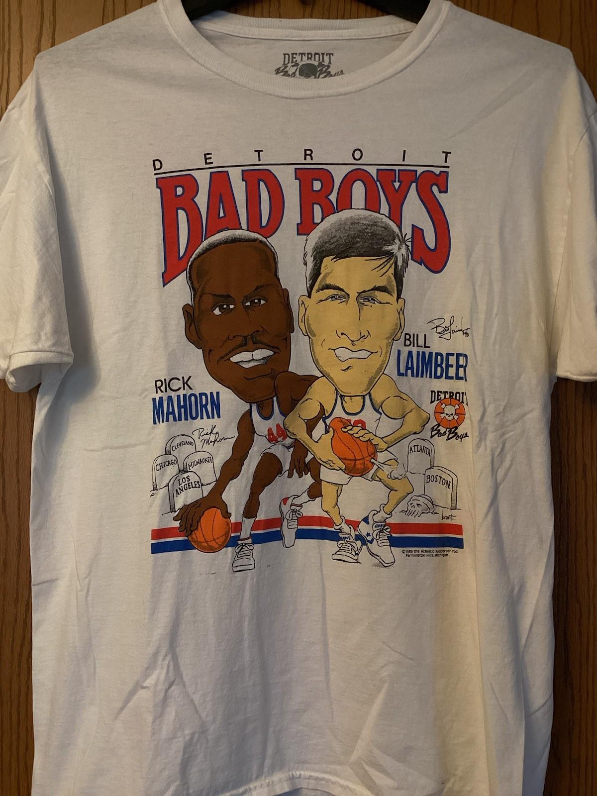 Detroit Bad Boys (Detroit Pistons)- Rick Mahorn & Bill Laimbeer - White Shirt/L XXXL