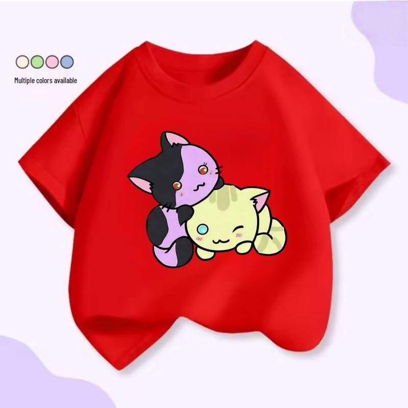 Aphmau Cartoon Baumwoll-T-Shirt - Sommerkollektion 2026 für Kinder: Europäische & Amerikanische Seltsame Geschichten Design