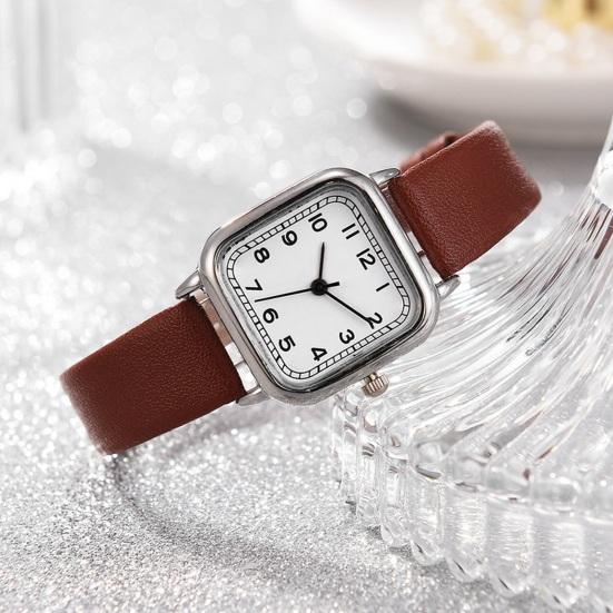 נשים שעון קוורץ חוגה מרובעת רצועת עור מלאכותית מדוייקת אבזם סיכה מתכווננת סטודנטים בנות שעוני יד תכשיטי אופנה מתנת יום הולדת