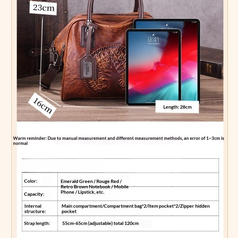 National Style European and American Retro Embossed Polished Hand-held Shoulder Crossbody Multi-compartment Pillow Women's Bag