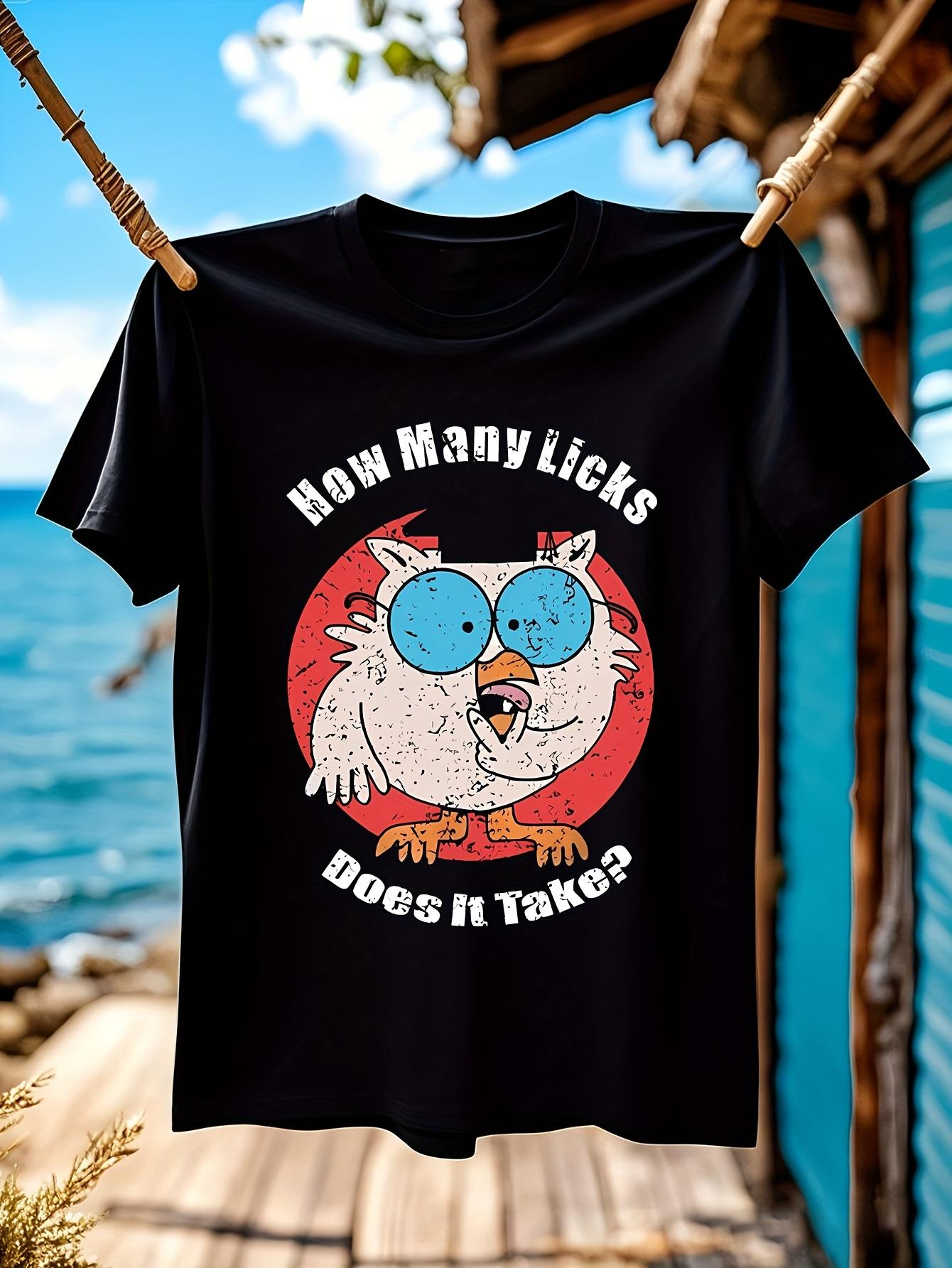 Funny Tshirt Funny Owl Meme Tshirt - Vintage How Many Lic... S