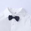 Baby Boy Gentleman Suit White Shirt with Bow Tie Striped VestTrousers 3Pcs Formal Kids Clothes Set