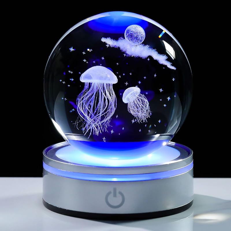 

Kertari K9 crystal ball jellyfish 3D model birthday present male woman Popular [Genuine] Interior animal figures figurine fashionable Healing goods
