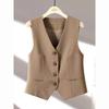 Versatile Slim Fit Sleeveless Vest Jacket Suit Vest Short Vest for Spring and Fall Women's Fashion Top