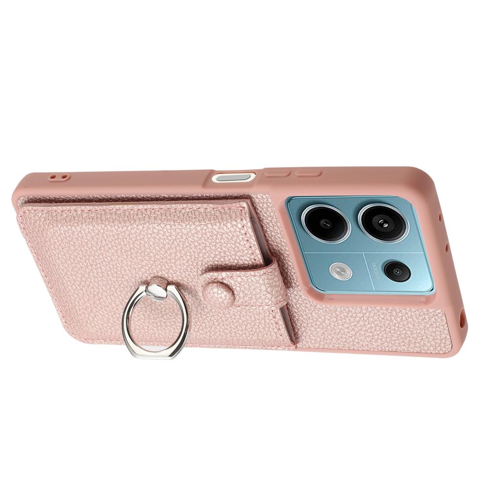 For Xiaomi Redmi Note 13 5G Case Drawing Type Card Slots Litchi Texture Leather Back Cover with Ring Kickstand