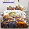 Roupa de Cama com Padrão Dragon Ball Z, Conjunto de Colcha Capa de Colcha Fronha Presente de Aniversário para Casa (1 capa de edredom + 2 fronhas, sem enchimento.)