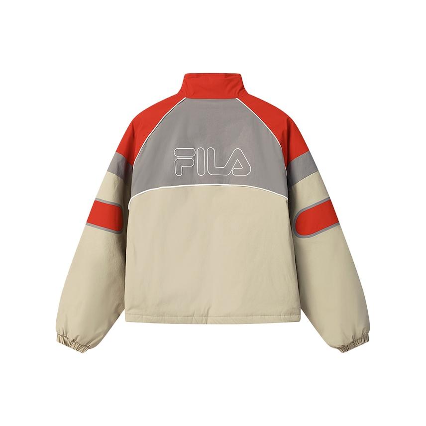 FILA Original Fashionable Personality Retro Cool Color-Block Loose Short Stand-Collar Cotton Jacket Women jackets Pink F11W549906FLK