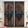 2pc Brown Wrought Iron Print Curtains – Luxe Texture for Living Room Kitchen Bedroom & Office