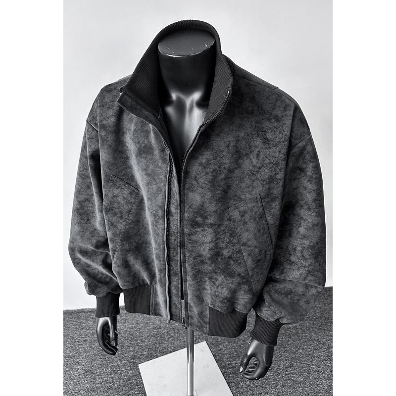 

Мужская весенне-осенняя американская ретро-тренд куртка большого размера свободного кроя в стиле casual со стойкой 5XL чёрный