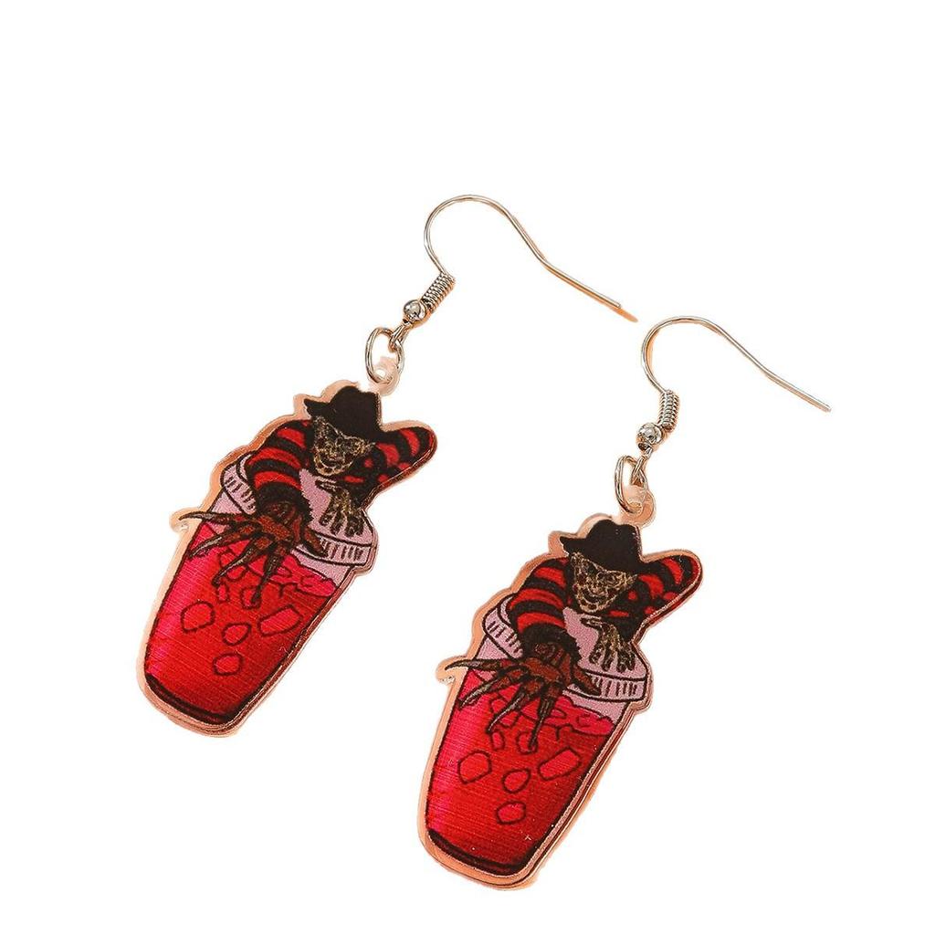 Halloween Witch Potion Bottle Acrylic Earrings - Unique and Fashionable Design
