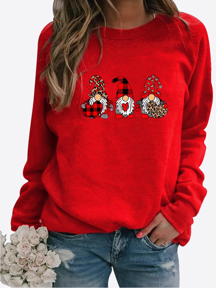 Tricou cu imprimeu LOVE pentru femei de iarnă, cu gât rotund, cu mânecă lungă, ocazional, bluză, pulover de pluș