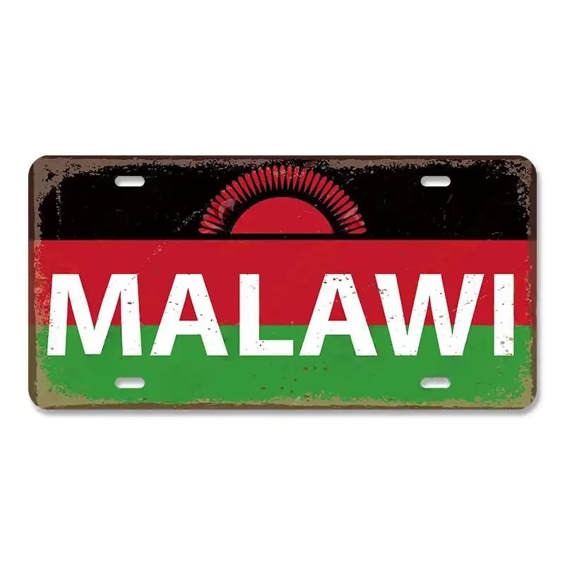 High Definition Metal Tin Sign Vintage License Plate Style Country National Flag Themed Retro Wall Art Decor for Home Bar Pub