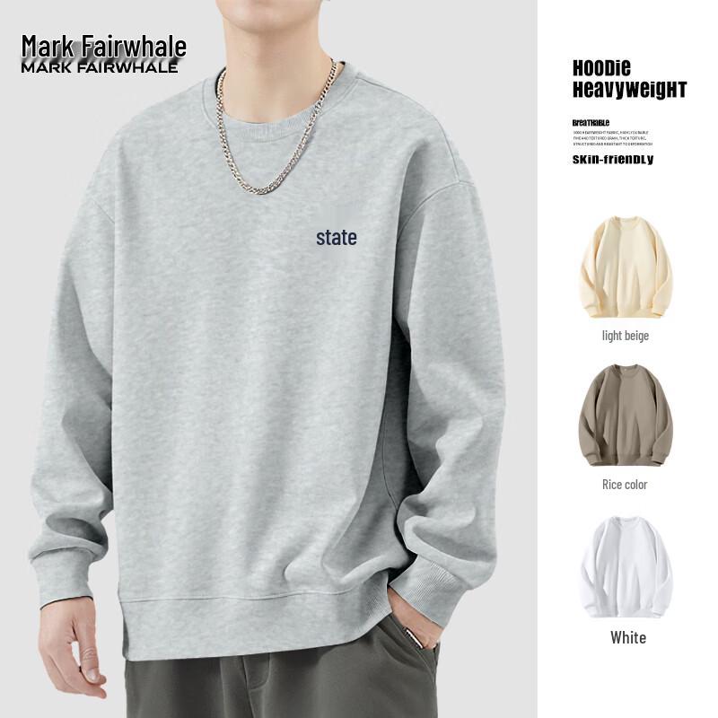 Mark Fairwhale Men's Heavyweight Letter Print Round Neck Sweatshirt
