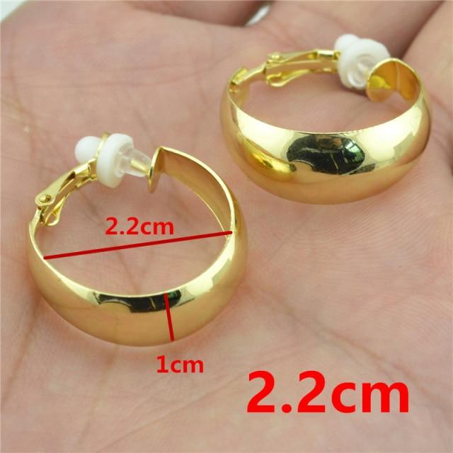 Clip On Earrings Fashionable Jewelry Women Non Pierced Chic Accessories Rose Gold Tone Loop Big Circle Statement Exaggerated Personality Ladies