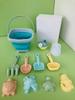 Children's 11-Piece Beach Sand Play Set - Folding Bucket and Shovels