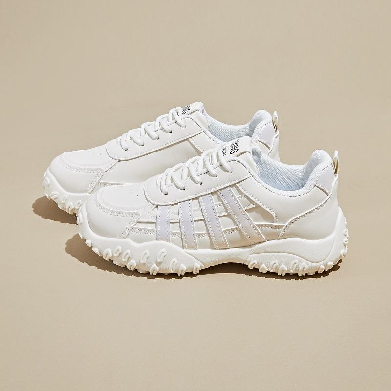 

Casual Chunky Platform Sneakers for Women Lightweight Anti-Slip Walking Shoes Faux Leather Lace-Up Running Shoes Women s Comfortable Tennis Sneakers 40 бежевый
