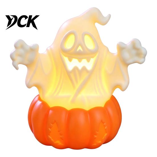 Led Pumpkin Decor Halloween Light, LED Lighted Ghost Skull Lantern, Spooky Party Supplies Tabletop Decorative Lamp for Home Indoor Holiday Window Sill