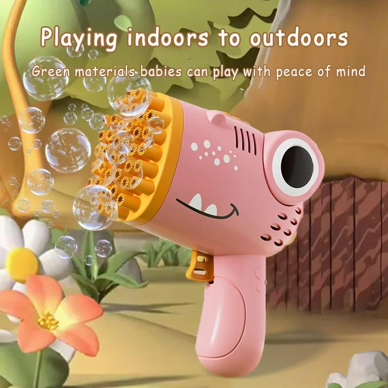 Kids 40 Hole Dinosaur Bubble Gun Toys Summer Soap Water Bubble Machine 2-In-1 Electric Bubble Machine For Children Gift Toys
