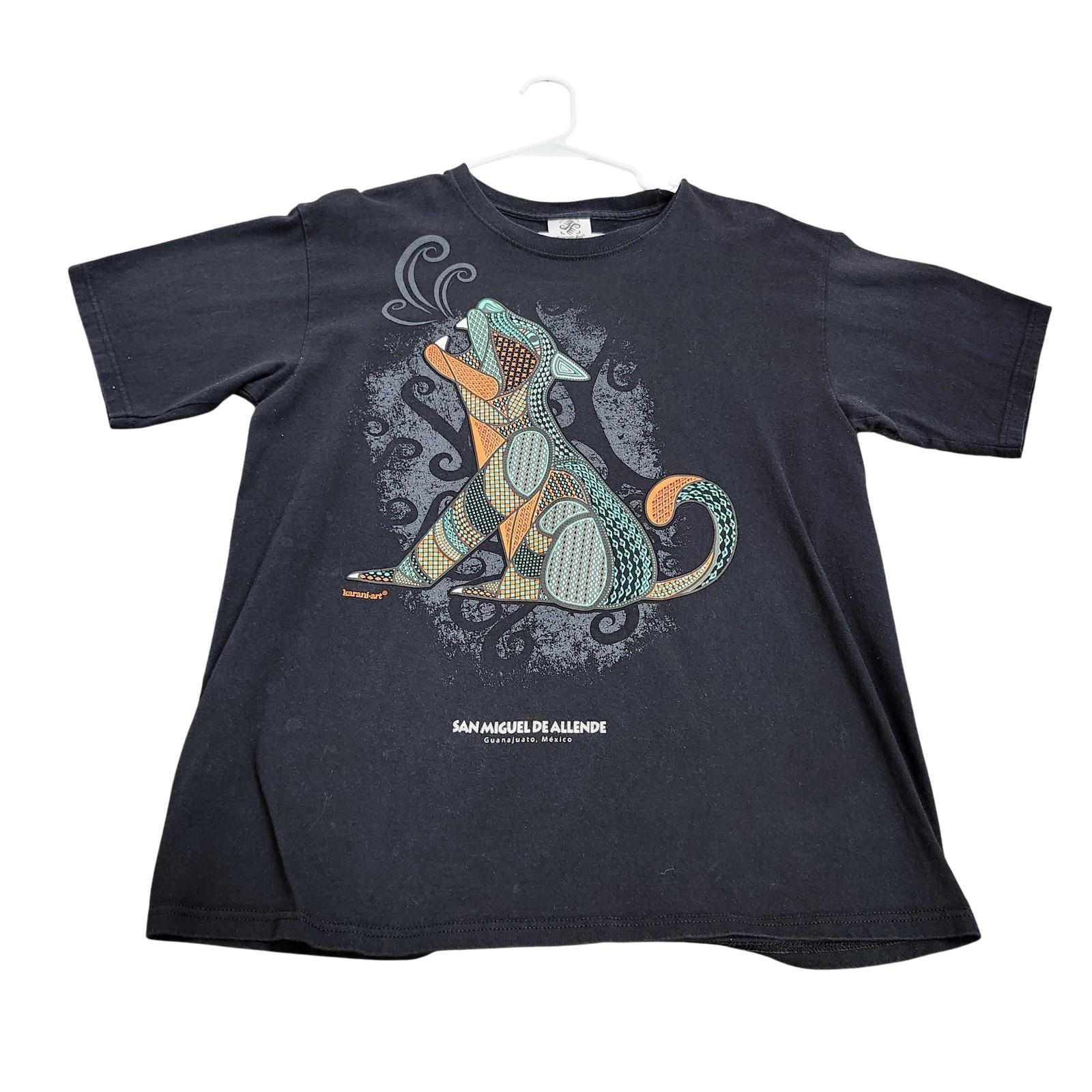 Karani-Art Shirt Mens Large Black San Miguel Dog Graphic Tee Mexico Souvenir Unisex T-Shirt XXXL