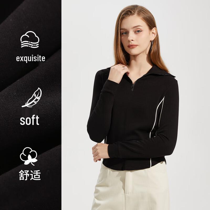 

Women s Zipper Collar Knit Top S