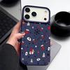 Full-Coverage Christmas Pattern iPhone Case for iPhone 17 16 15 14 Fro Max 13 Air - Festive Shockproof TPU Cover with PU Leather Texture