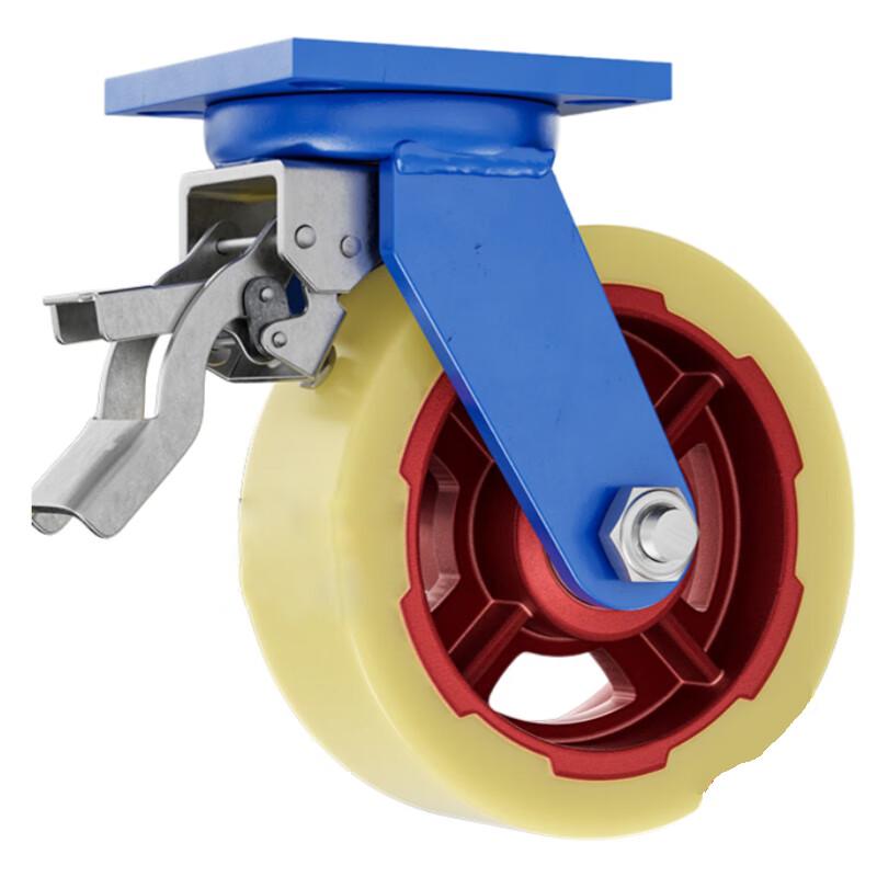 8-inch Iron Core Nylon Swivel Caster Wheel with Brake